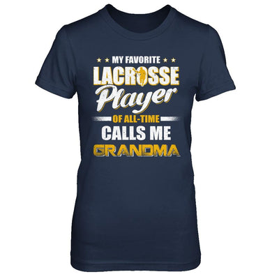 My Favorite Lacrosse Player Calls Me Grandma Lacrosse-T-Shirt & Hoodie-Women's T-Shirt-Navy