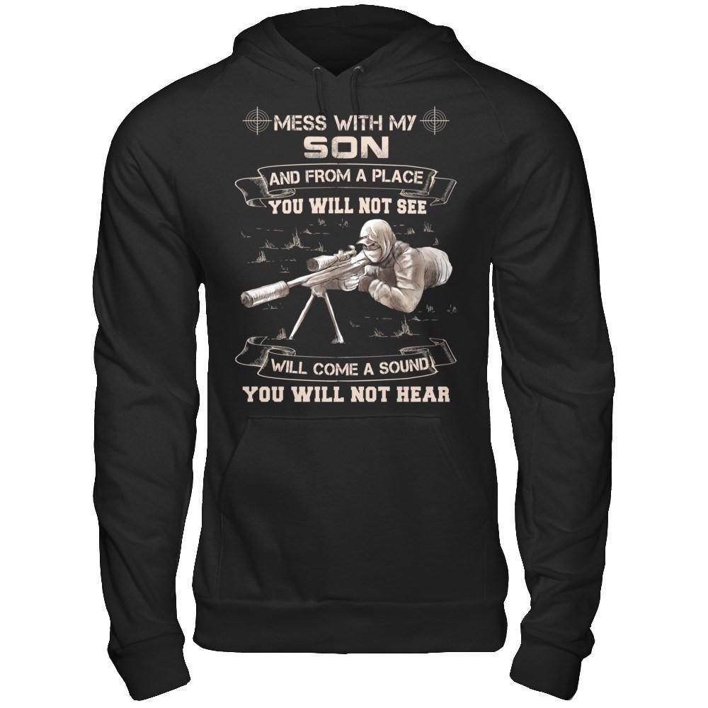 Mess With My Son And From A Place You Will Not See-T-Shirt & Hoodie-Pullover Hoodie-Black