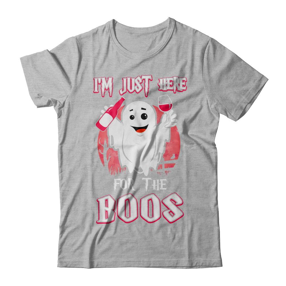 I'm Just Here For The Boos Halloween Wine-T-Shirt & Hoodie-Premium T-Shirt-Heather Gray