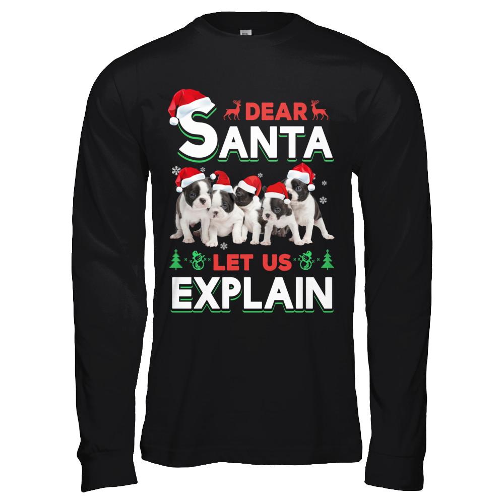 Dear Santa Funny Pit bull Puppies Christmas Gift-T-Shirt & Hoodie-Long Sleeve T-Shirt-Black