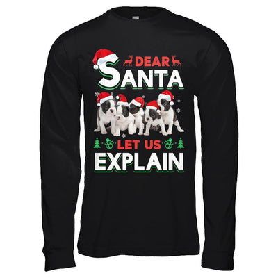 Dear Santa Funny Pit bull Puppies Christmas Gift-T-Shirt & Hoodie-Long Sleeve T-Shirt-Black