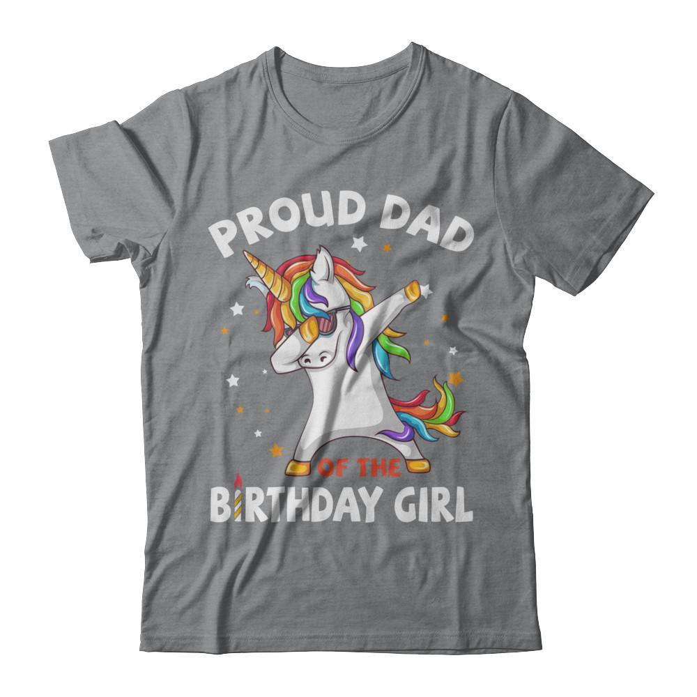 Proud Dad Of The Birthday Girl Unicorn Fathers Day-T-Shirt & Hoodie-Classic T-Shirt-Sport Grey