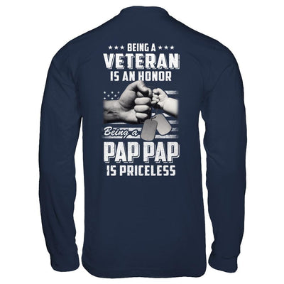 Being A Veteran Is An Honor Being A Pap Pap Is Priceless-T-Shirt & Hoodie-Long Sleeve T-Shirt-Navy