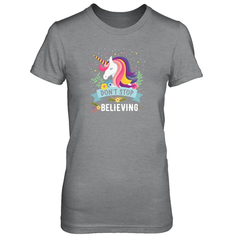 Unicorn Don't Stop Believing-T-Shirt & Tank Top-Women's T-Shirt-Sport Grey