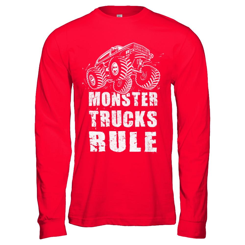 Monster Trucks Rule Mudding-T-Shirt & Hoodie-Long Sleeve T-Shirt-Red