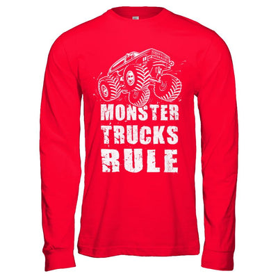 Monster Trucks Rule Mudding-T-Shirt & Hoodie-Long Sleeve T-Shirt-Red