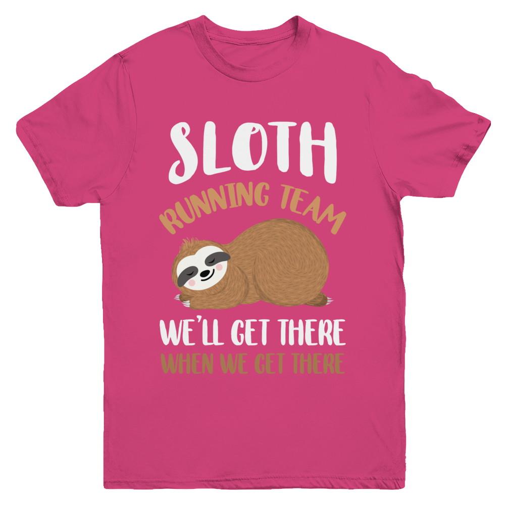Sloth Running Team We'll Get There When We Get There Youth-Youth Shirt-Youth T-Shirt-Heliconia