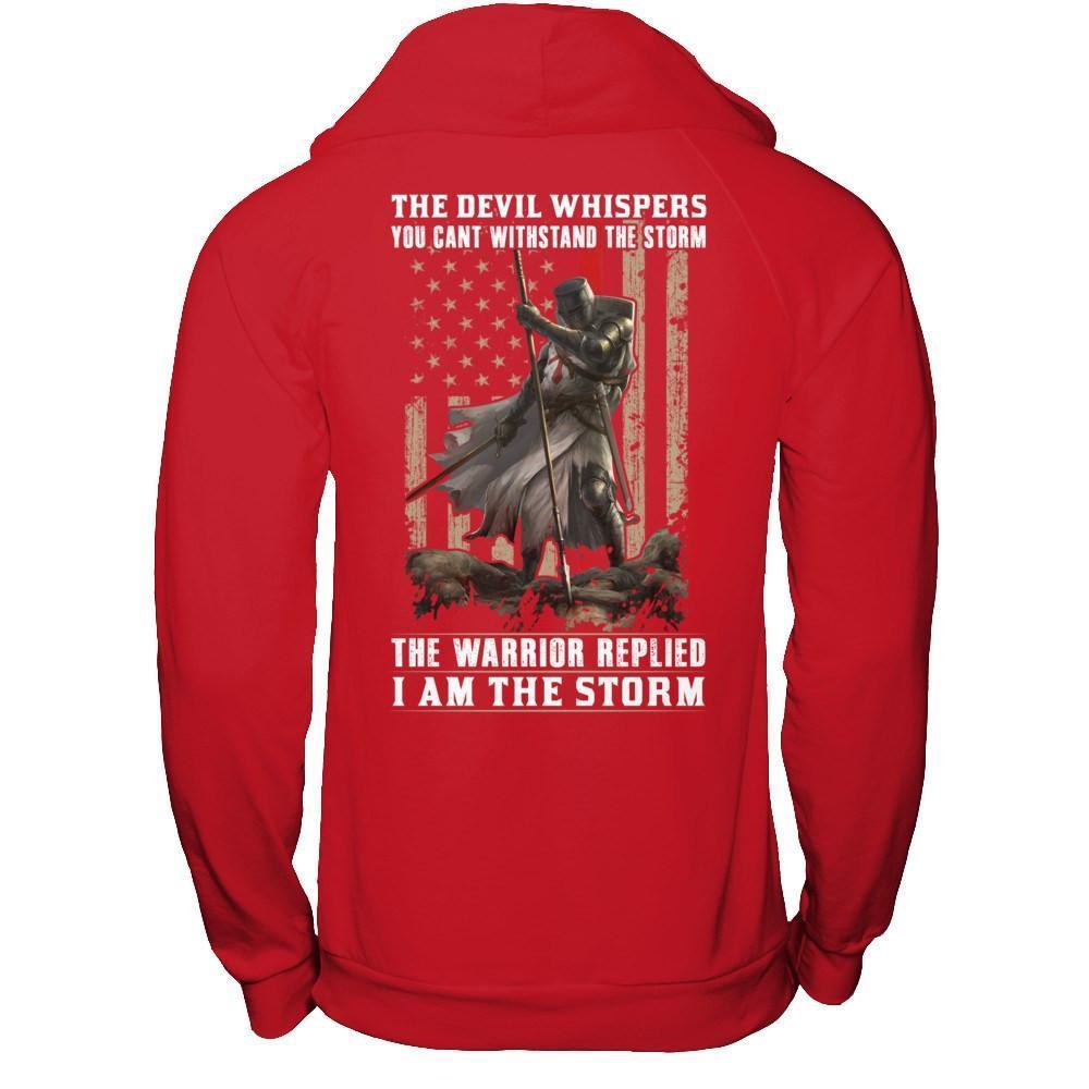Knight Templar The Devil Whispers You Can't Withstand The Storm-T-Shirt & Hoodie-Pullover Hoodie-Red