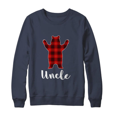 Red Uncle Bear Buffalo Plaid Family Christmas Pajamas-T-Shirt & Sweatshirt-Crewneck Sweatshirt-Navy