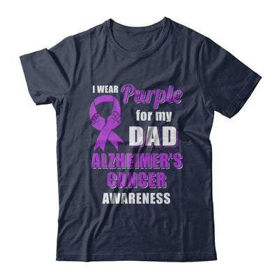 I Wear Purple For My Dad Alzheimer's Awareness Son Daughter-T-Shirt & Hoodie-Classic T-Shirt-Navy