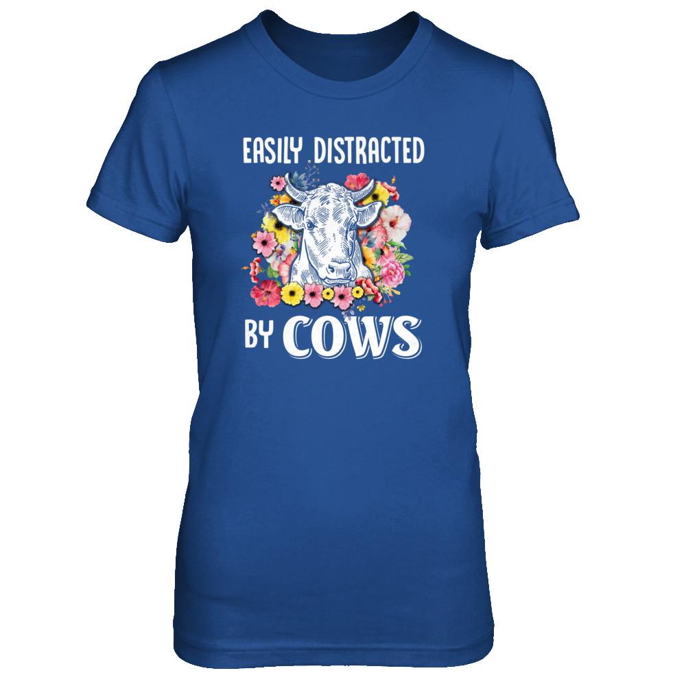 Easily Distracted By Cows-T-Shirt & Tank Top-Women's T-Shirt-Royal
