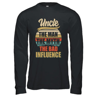 Vintage Uncle The Man The Myth The Bad Influence-T-Shirt & Hoodie-Long Sleeve T-Shirt-Black