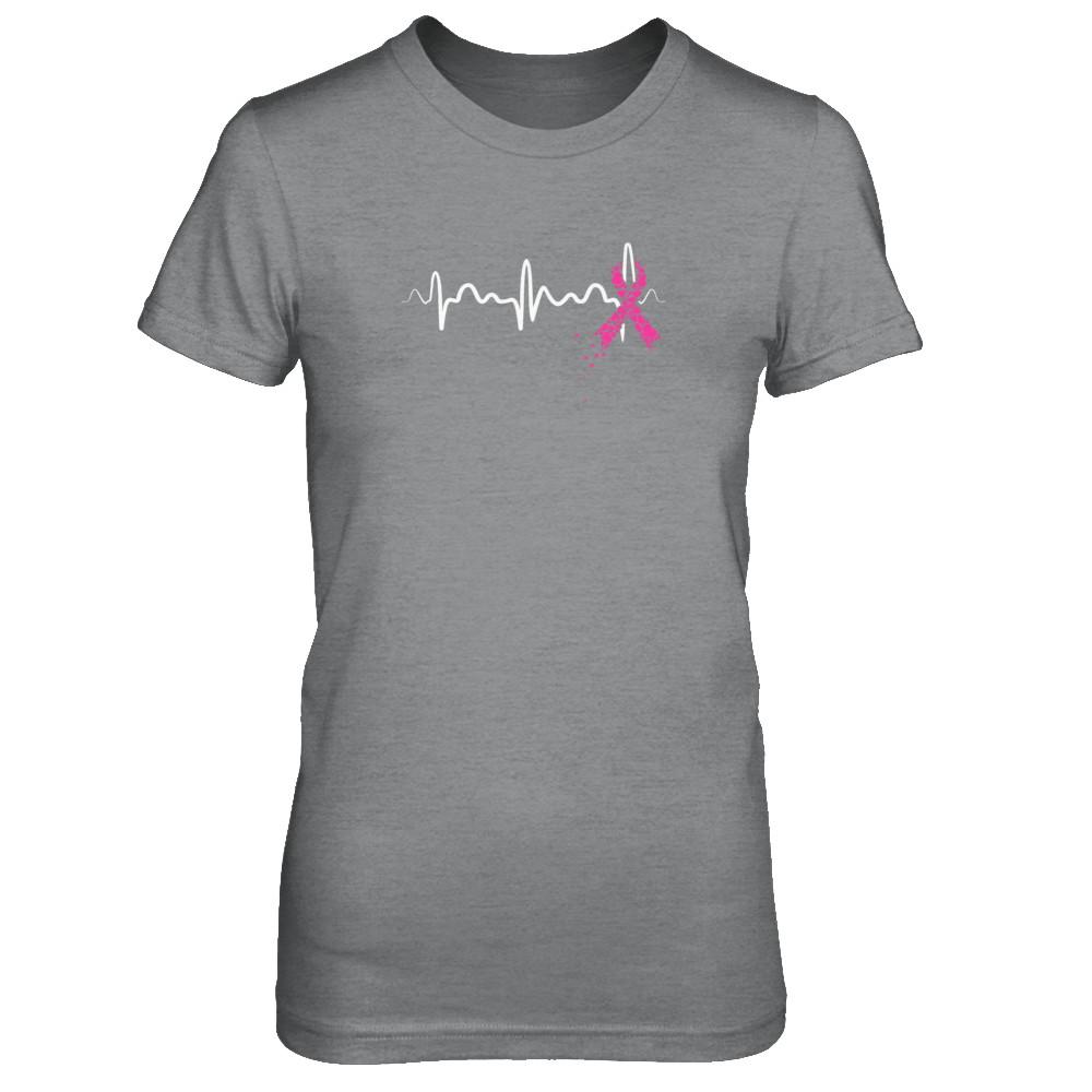 Breast Cancer Heartbeat Awareness-T-Shirt & Tank Top-Women's T-Shirt-Sport Grey
