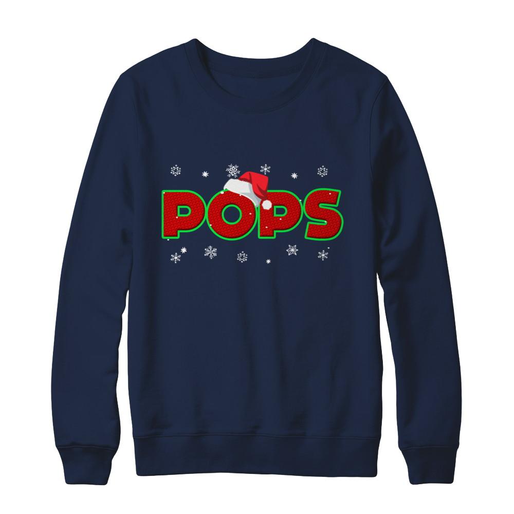 Pops Christmas Santa Ugly Sweater Gift-T-Shirt & Sweatshirt-Crewneck Sweatshirt-Navy