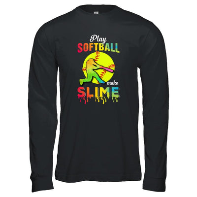 Play Softball Make Slime Watercolor For Girl Women-T-Shirt & Tank Top-Long Sleeve T-Shirt-Black