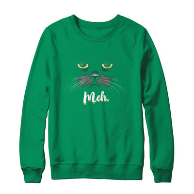 Funny Halloween Cat Meh Gift-T-Shirt & Sweatshirt-Crewneck Sweatshirt-Irish Green