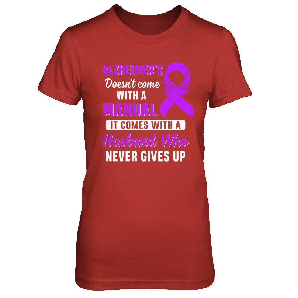 Alzheimer's Doesn't Come With A Manual Husband-T-Shirt & Hoodie-Women's T-Shirt-Red