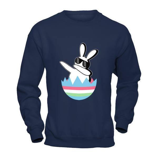 Dabbing Hip Hop Bunny Easter-T-Shirt & Hoodie-Crewneck Sweatshirt-Navy