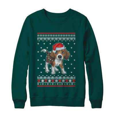 Beagle Christmas Ugly Sweater Lights Dog Xmas Gift-T-Shirt & Sweatshirt-Crewneck Sweatshirt-Deep Forest