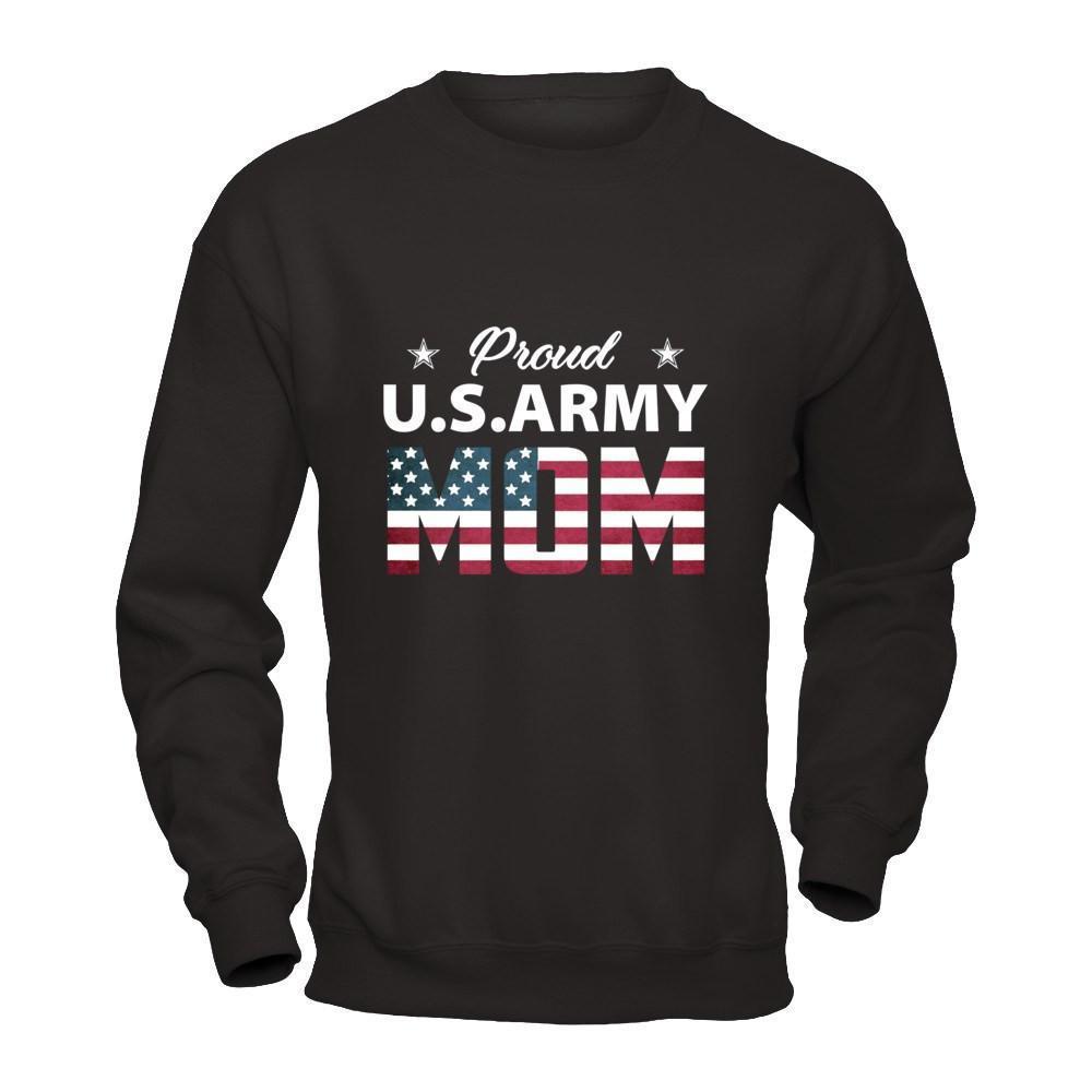 Proud Us Army Mom-T-Shirt & Hoodie-Crewneck Sweatshirt-Black