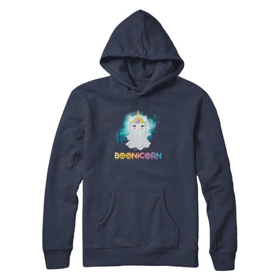 Boonicorn Ghost Unicorn Halloween Girls-T-Shirt & Tank Top-Pullover Hoodie-Navy