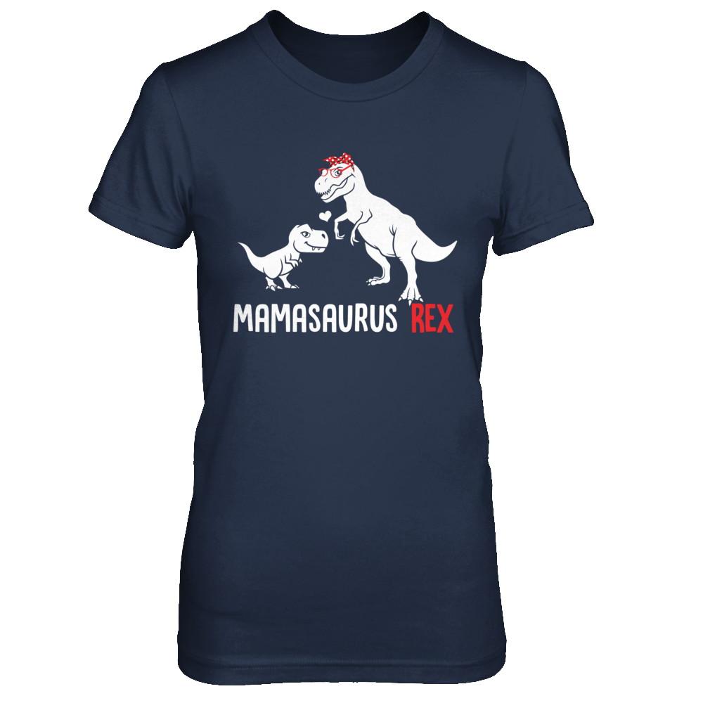 Mama Saurus Mamasaurus T-Rex Dinosaur Gift For Mom-T-Shirt & Hoodie-Women's T-Shirt-Navy