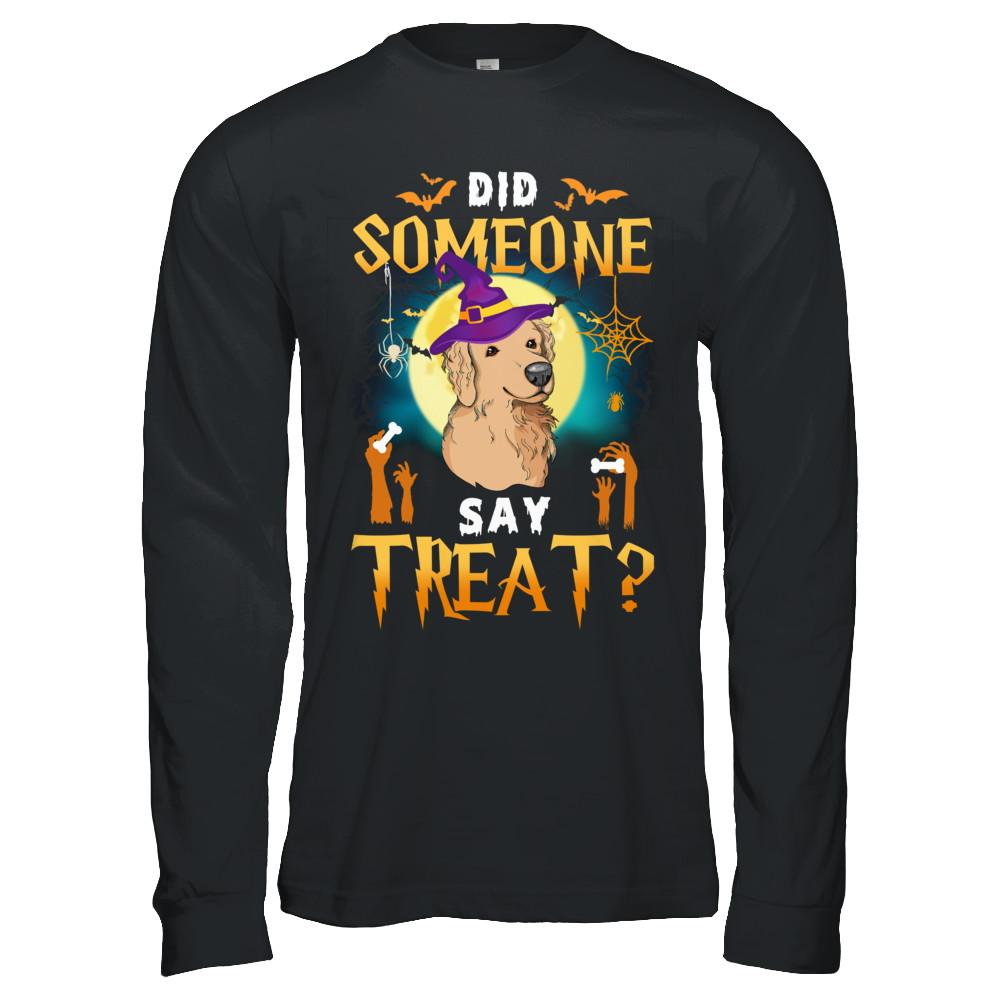Did Someone Say Treat Golden Retriever Halloween Costume-T-Shirt & Hoodie-Long Sleeve T-Shirt-Black