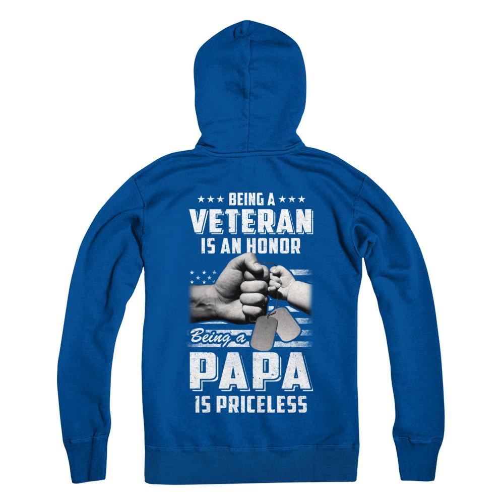 Being A Veteran Is An Honor Being A Papa Is Priceless-T-Shirt & Hoodie-Pullover Hoodie-Deep Royal