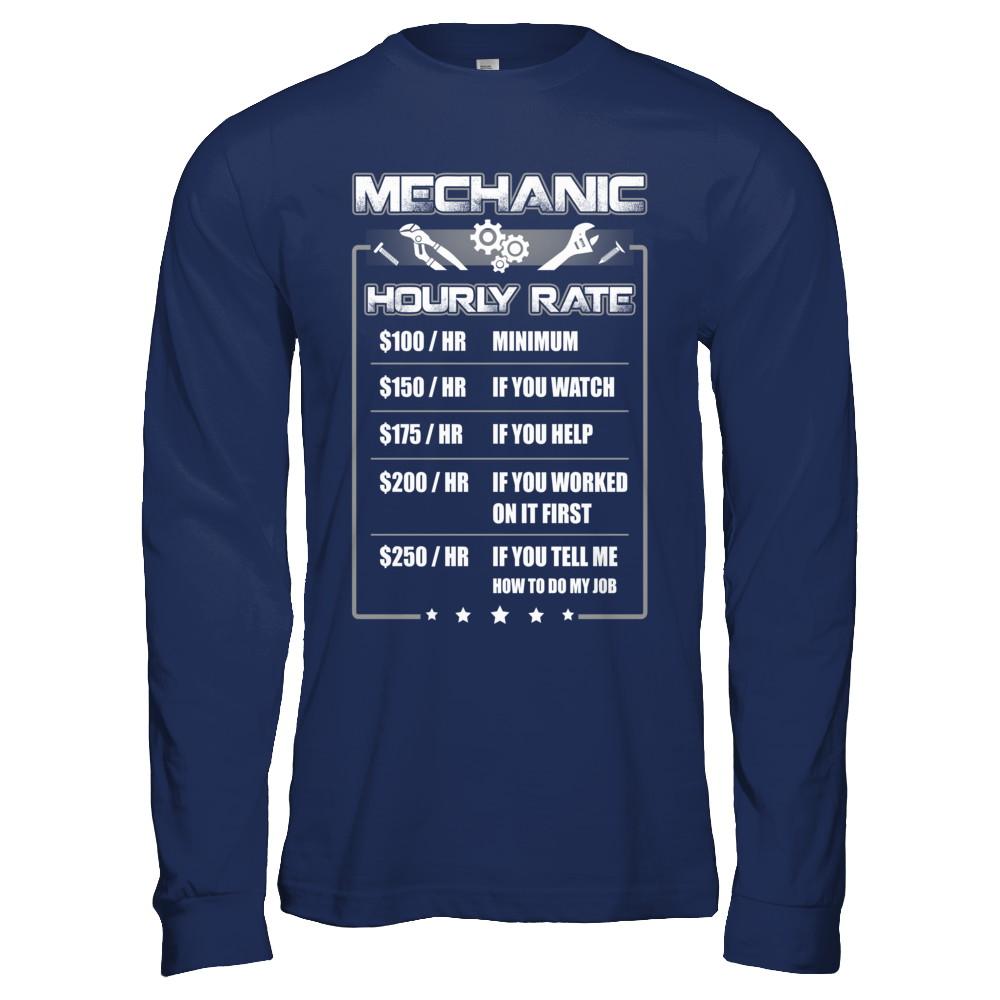 Funny Mechanic Hourly Rate-T-Shirt & Hoodie-Long Sleeve T-Shirt-Navy
