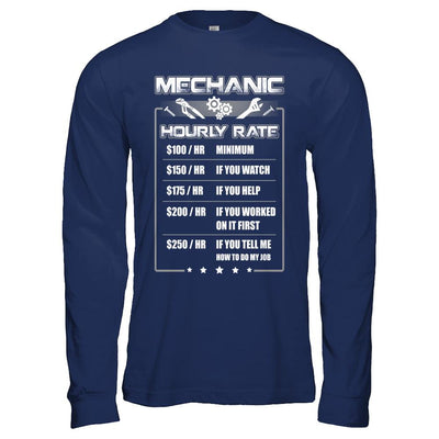 Funny Mechanic Hourly Rate-T-Shirt & Hoodie-Long Sleeve T-Shirt-Navy