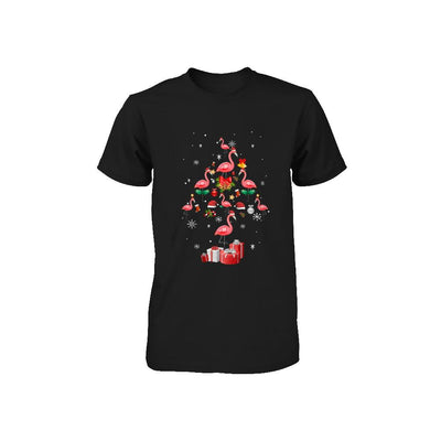 Santa Flamingo Christmas Tree Gift Youth-Youth Shirt-Toddler T-Shirt-Black
