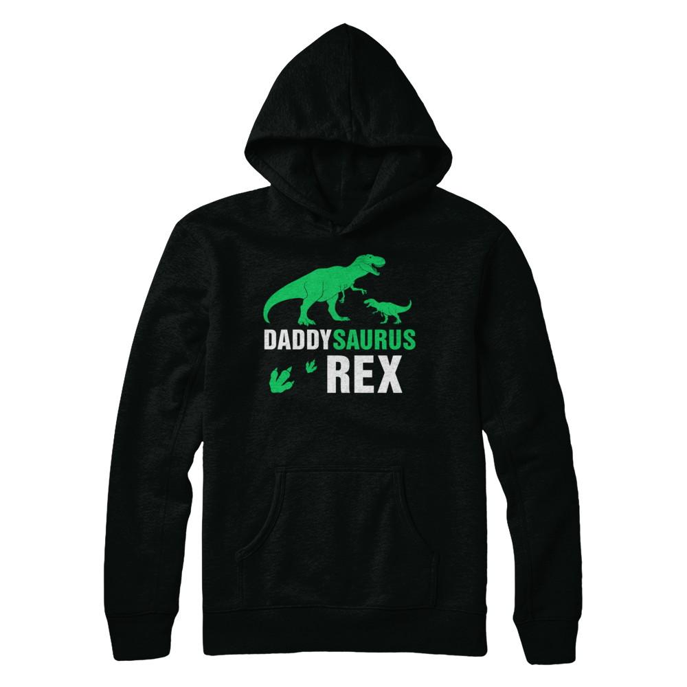 Funny Fathers Day Gift Daddysaurus Dinosaur Rex-T-Shirt & Hoodie-Pullover Hoodie-Black