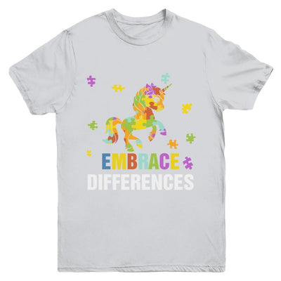 Autism Awareness Puzzle Piece Unicorn Embrace Differences Youth-Youth Shirt-