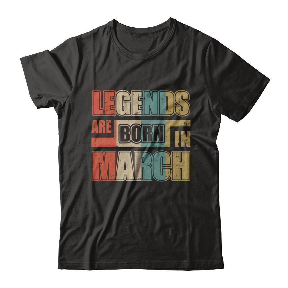 Classic Vintage Legends Are Born In March Birthday-T-Shirt & Hoodie-Classic T-Shirt-Black