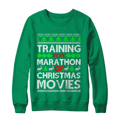 Training For A Marathon Of Christmas Movies-T-Shirt & Sweatshirt-Crewneck Sweatshirt-Irish Green