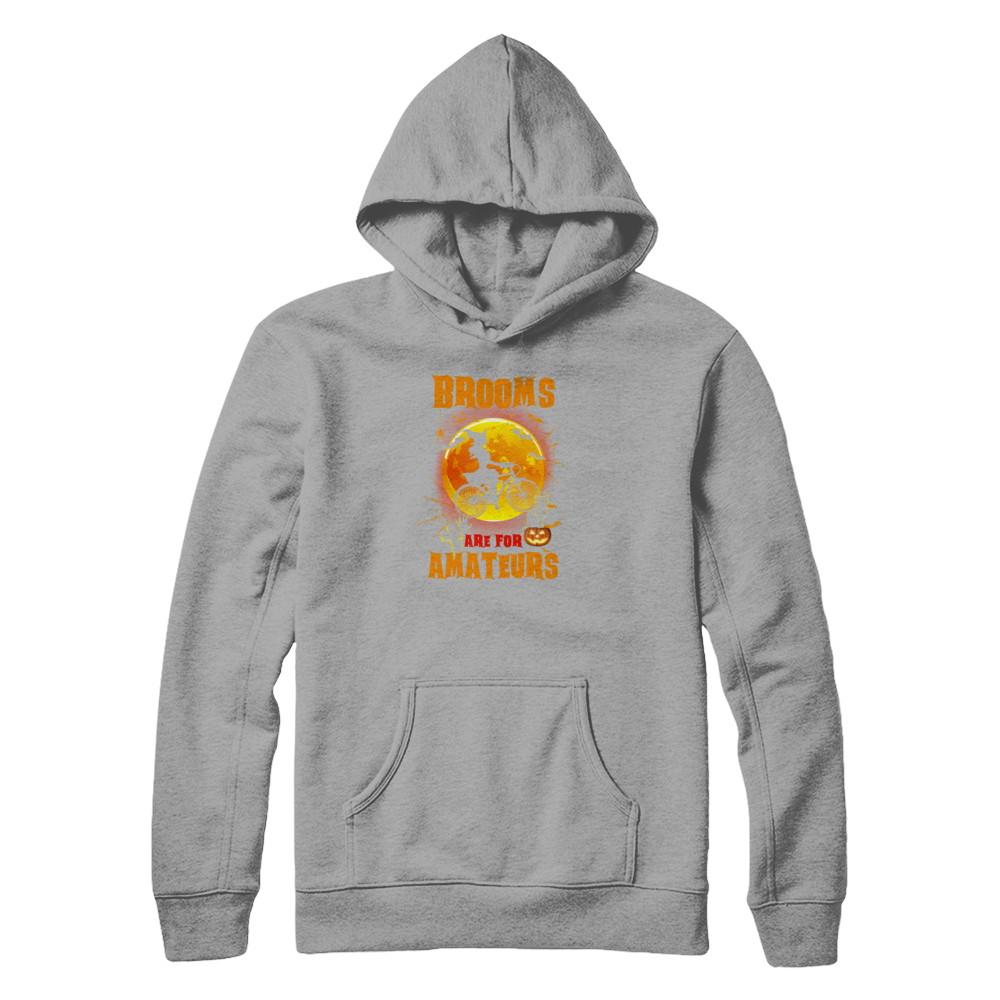 Brooms Are For Amateurs Funny Halloween Bicycle-T-Shirt & Tank Top-Pullover Hoodie-Light Steel