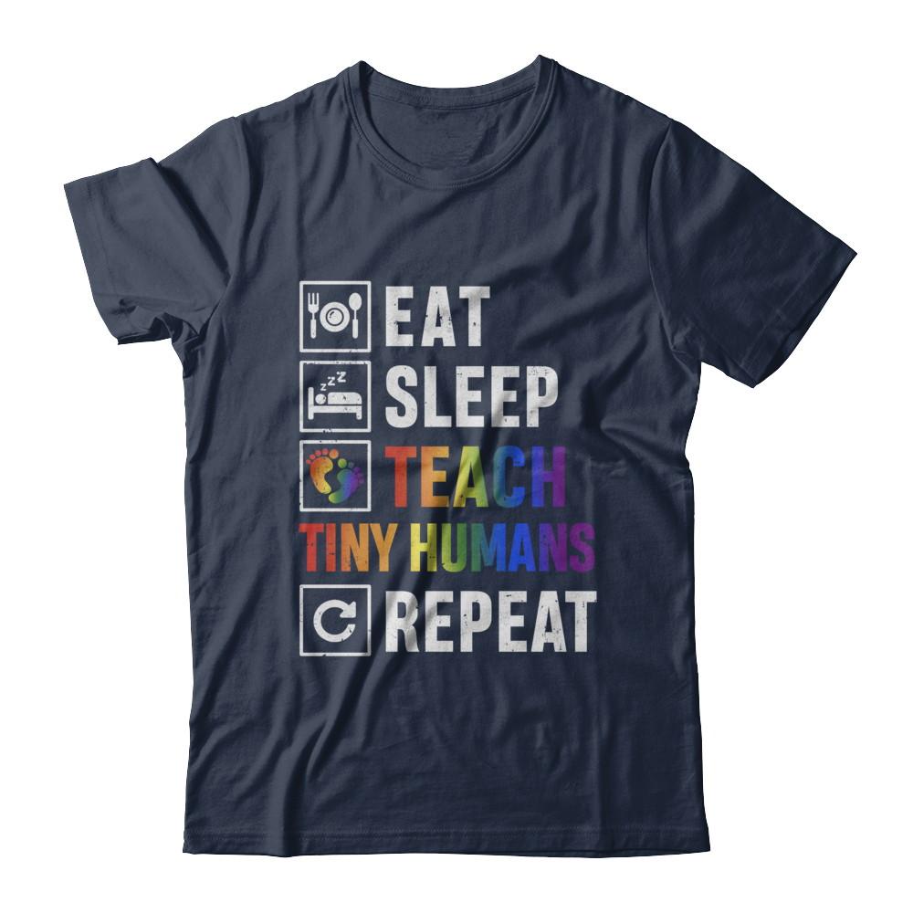 Eat Sleep Teach Tiny Humans Repeat Mommy-T-Shirt & Hoodie-Classic T-Shirt-Navy