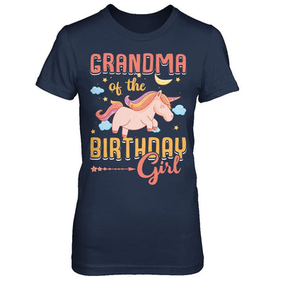 Grandma Of The Birthday Girl Unicorn-T-Shirt & Hoodie-Women's T-Shirt-Navy