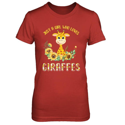 Just A Girl Who Loves Giraffes And Sunflowers-T-Shirt & Hoodie-Women's T-Shirt-Red