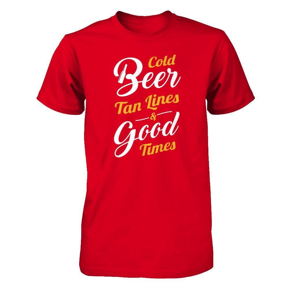 Cold Beer Tan Lines And Good Times-T-Shirt & Tank Top-Premium T-Shirt-Red