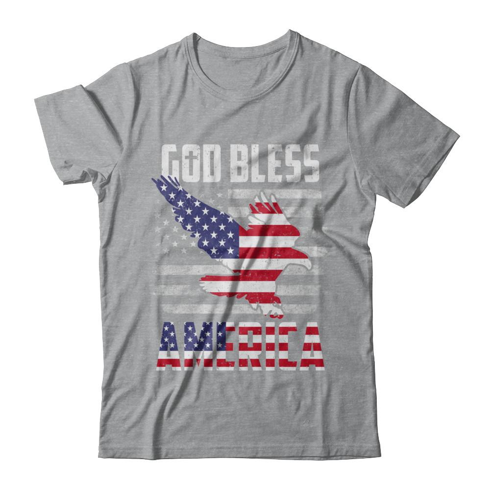 Patriotic God Bless America Flag Eagle 4Th Of July-T-Shirt & Hoodie-Classic T-Shirt-Sport Grey