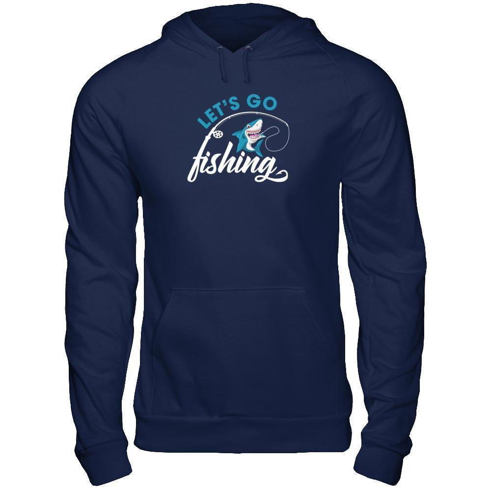 Let's Go Fishing Shark Lovers-T-Shirt & Tank Top-Pullover Hoodie-Navy