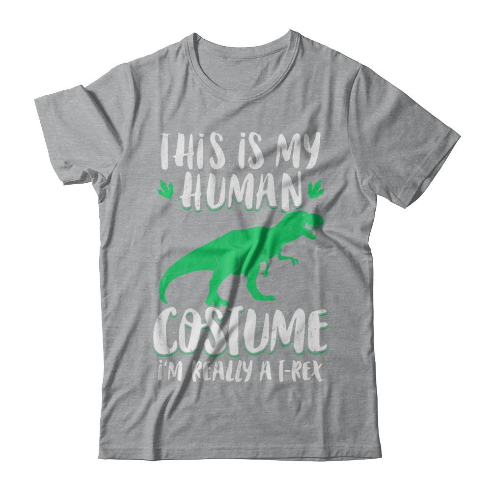 Funny I'm Really A T Rex Dinosaur Halloween Costume-T-Shirt & Sweatshirt-Classic T-Shirt-Sport Grey