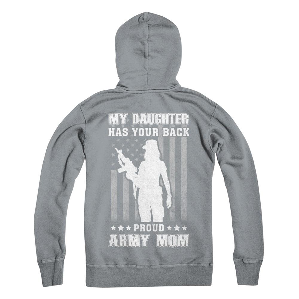 American Flag MY DAUGHTER HAS YOUR BACK PROUD ARMY MOM-T-Shirt & Hoodie-Hanes - Heavyweight Pullover Hoodie-Light Steel