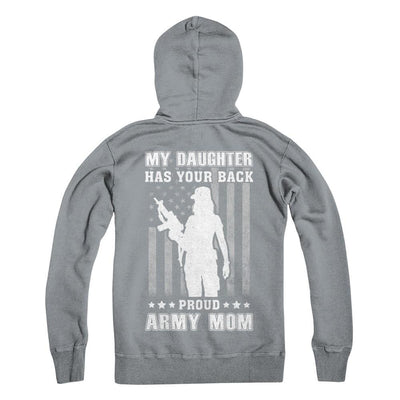 American Flag MY DAUGHTER HAS YOUR BACK PROUD ARMY MOM-T-Shirt & Hoodie-Hanes - Heavyweight Pullover Hoodie-Light Steel