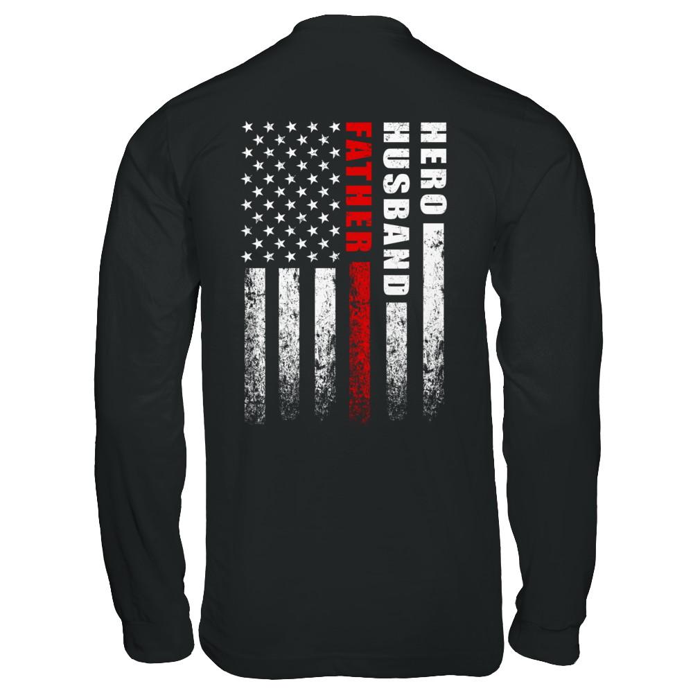 Fireman Firefighter Husband Dad Hero Fathers Day Gift-T-Shirt & Hoodie-Long Sleeve T-Shirt-Black