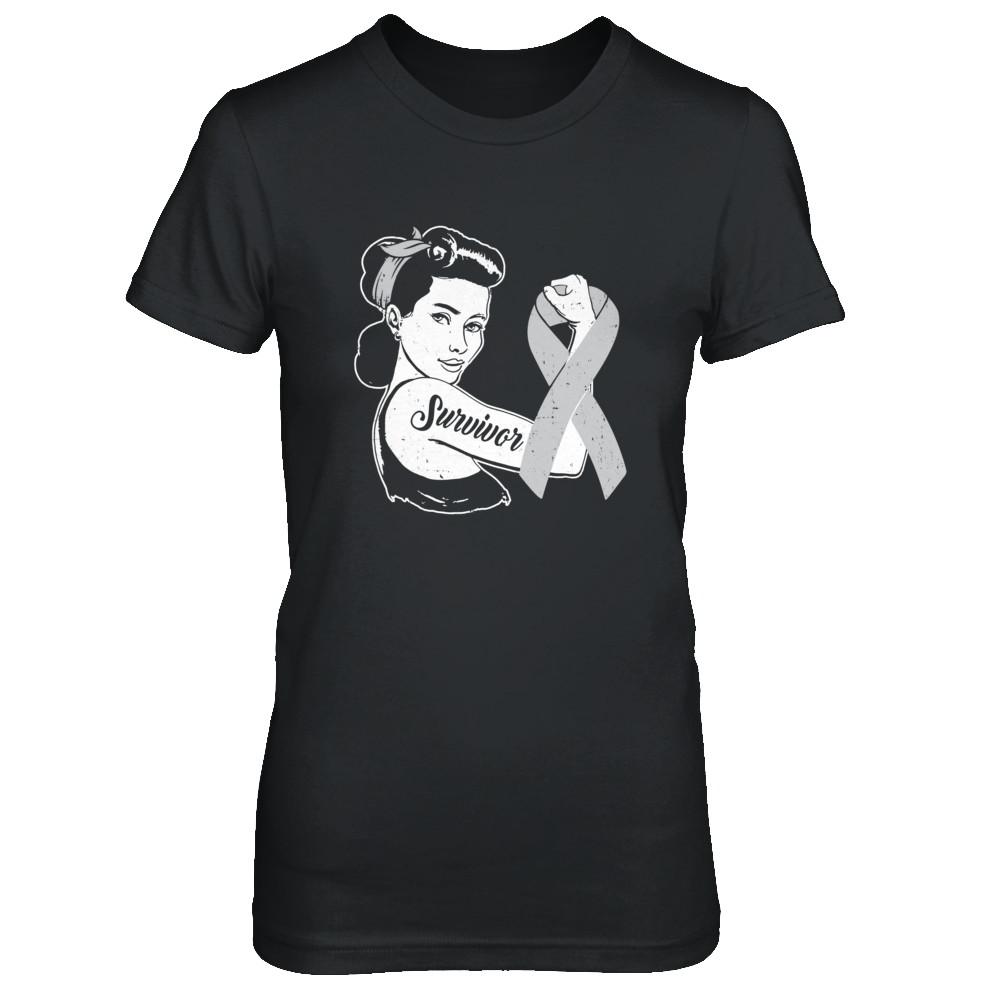 We Can Cure It Grey Brain Cancer Awareness Survivor-T-Shirt & Hoodie-Women's T-Shirt-Black
