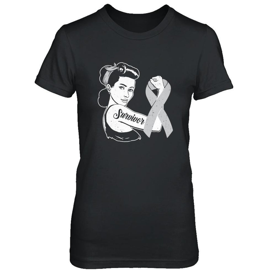 We Can Cure It Grey Brain Cancer Awareness Survivor-T-Shirt & Hoodie-Women's T-Shirt-Black