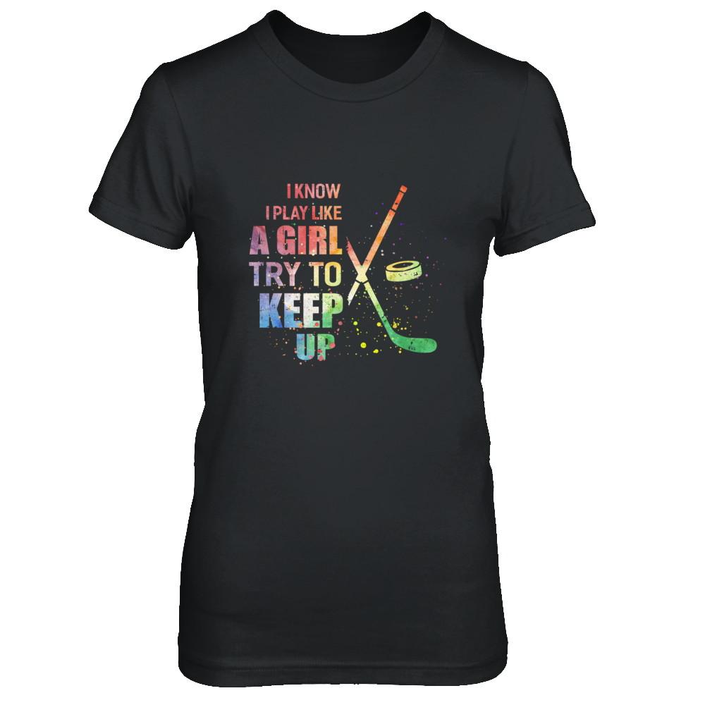 Yeah I Play Like A Girl Hockey Girl-T-Shirt & Hoodie-Women's T-Shirt-Black