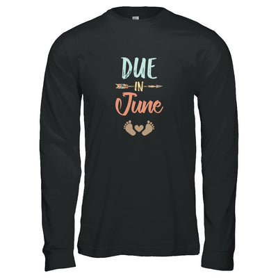 Due Date June 2021 Announcement Mommy Bump Pregnancy-T-Shirt & Tank Top-Long Sleeve T-Shirt-Black